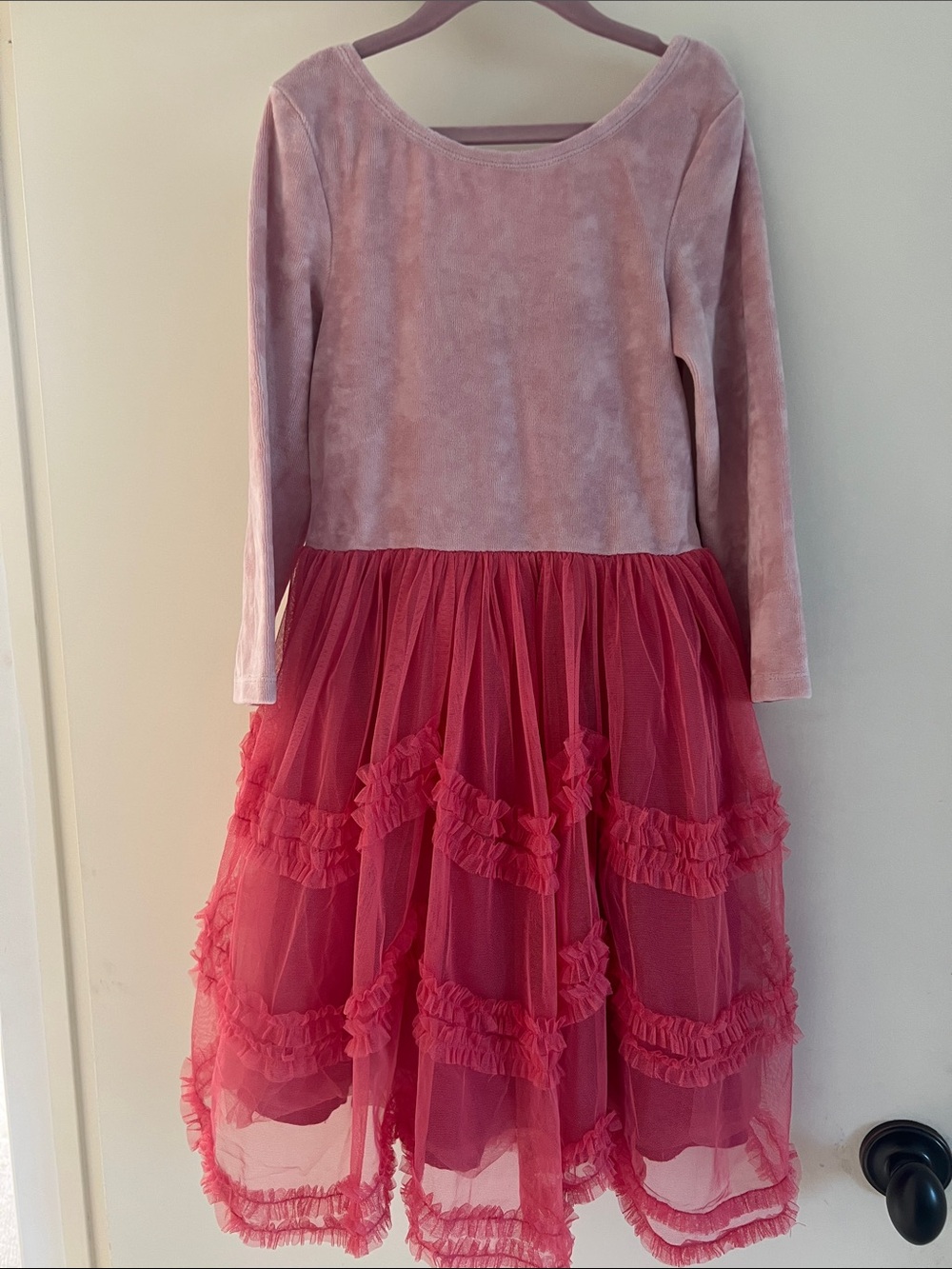 Mini Boden Pink Velvet Bodice with Hot Pink Tulle Skirt Dress